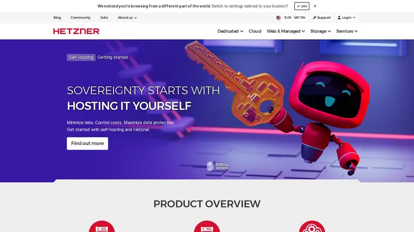 Hetzner homepage screenshot