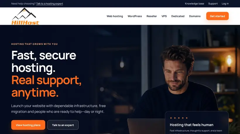 HillHost homepage screenshot
