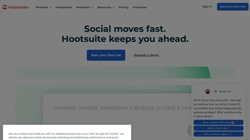 HootSuite homepage screenshot