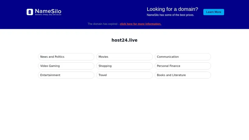 Host 24 live homepage screenshot
