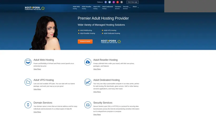 Host 4 Porn homepage screenshot