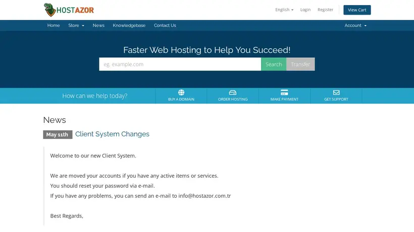 Hostazor Turkey homepage screenshot
