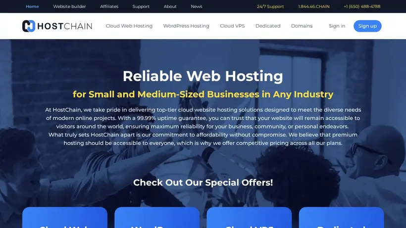 Host Chain homepage screenshot