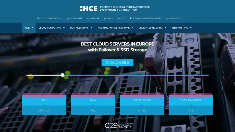 Hostcolor Europe homepage screenshot