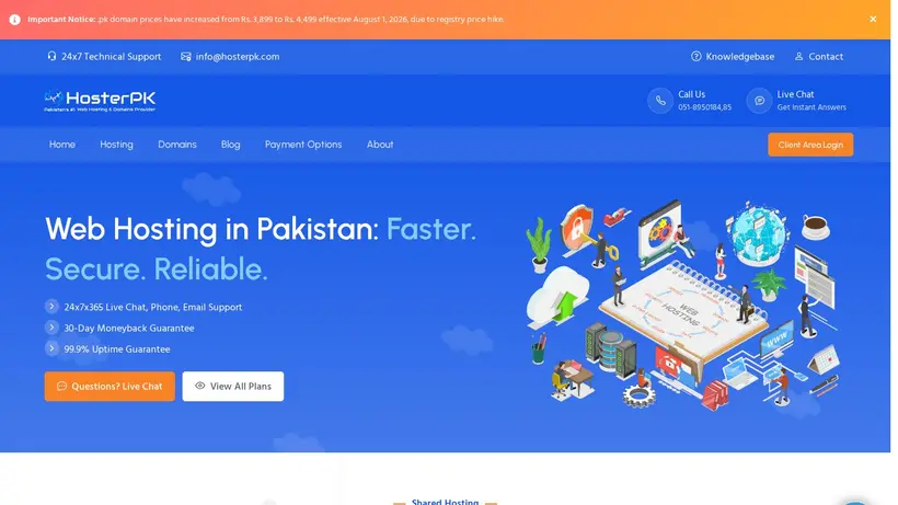 Hoster PK homepage screenshot