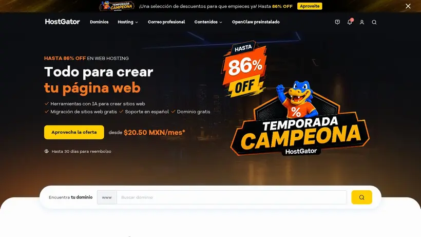 HostGator.mx homepage screenshot