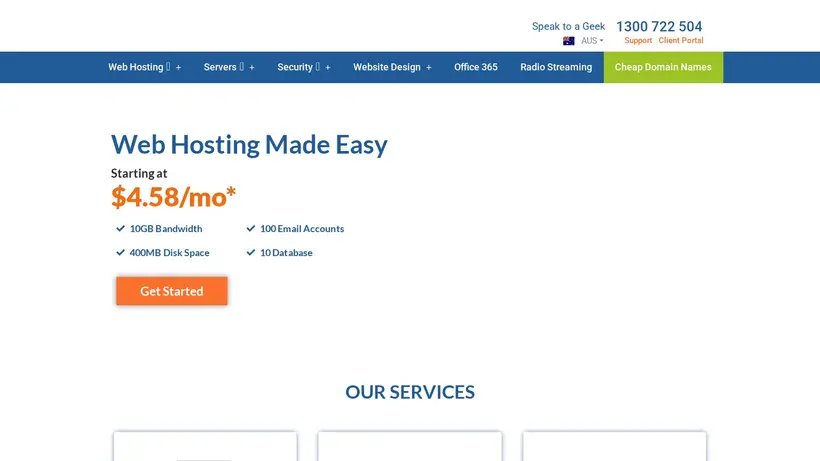 Host Geek Australia homepage screenshot