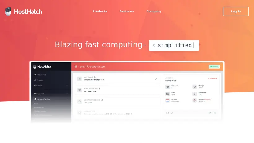 Host Hatch homepage screenshot