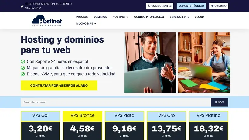 Hostinet homepage screenshot