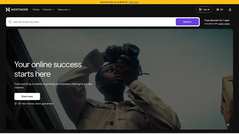 Hostinger homepage screenshot
