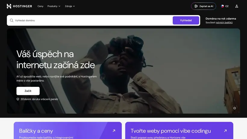 Hostinger.cz homepage screenshot