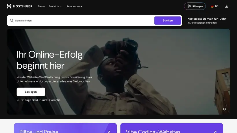 Hostinger.de homepage screenshot