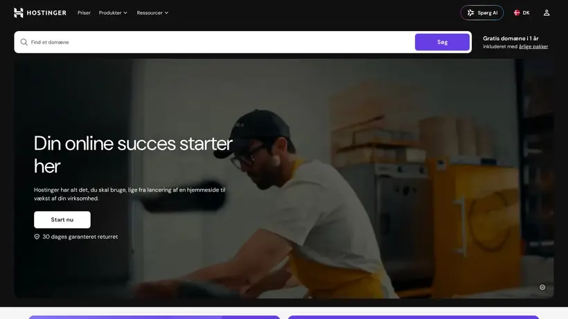 Hostinger.dk homepage screenshot
