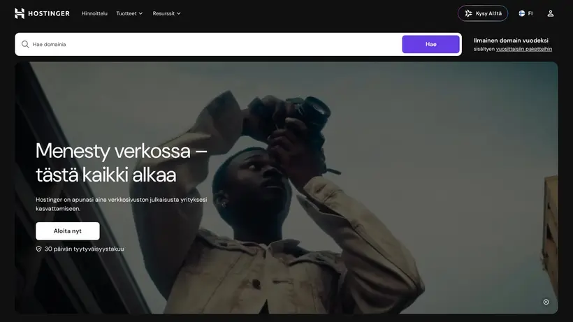 Hostinger.fi homepage screenshot