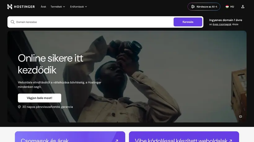 Hostinger.hu homepage screenshot