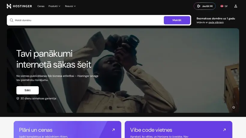 Hostinger.lv homepage screenshot