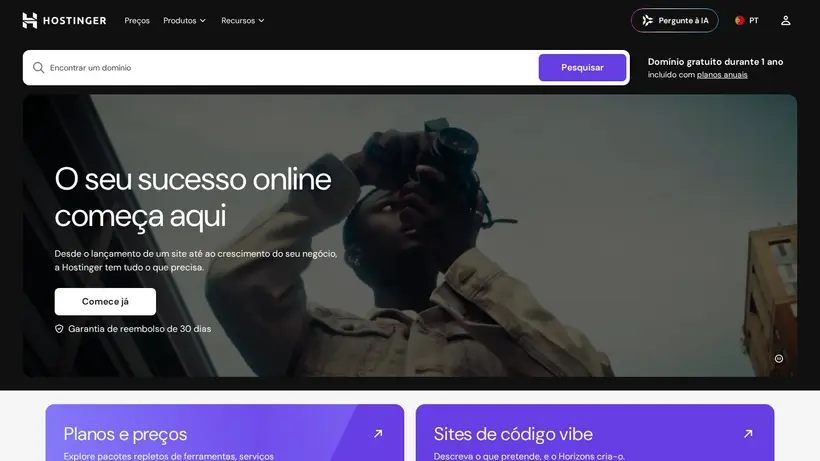 Hostinger.pt homepage screenshot