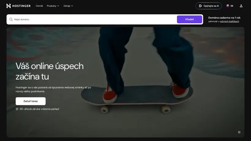 Hostinger.sk homepage screenshot