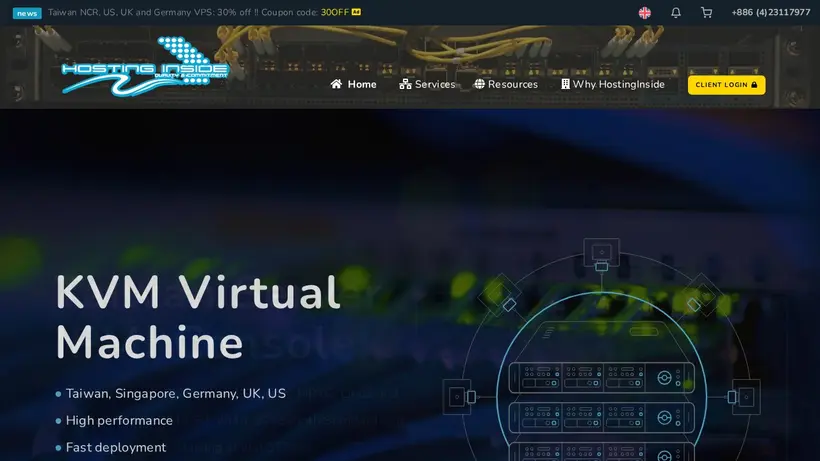 Hosting Inside homepage screenshot