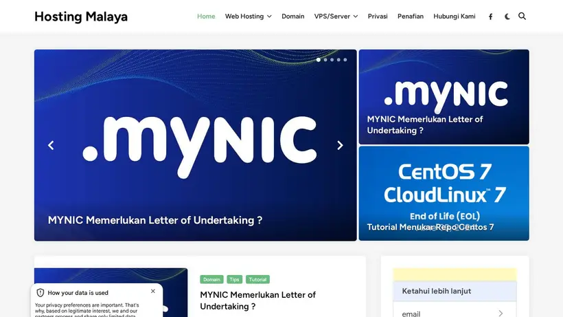 Hosting Malaya homepage screenshot