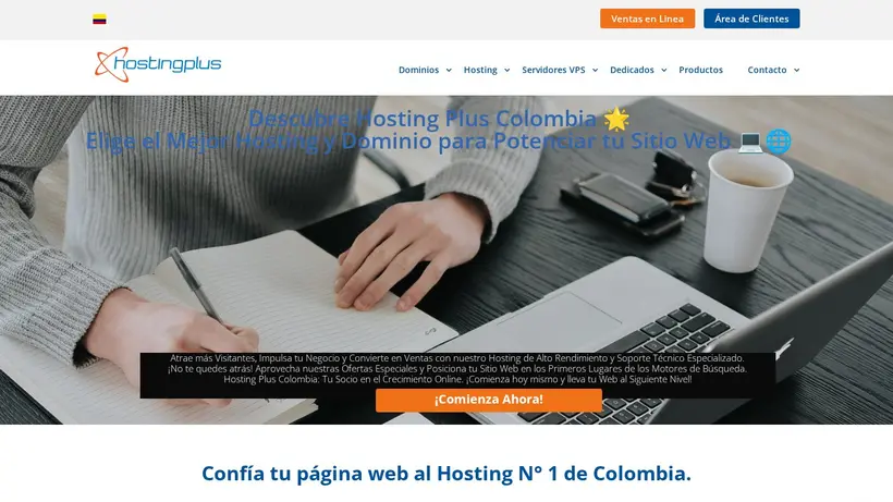 Hosting Plus Colombia homepage screenshot