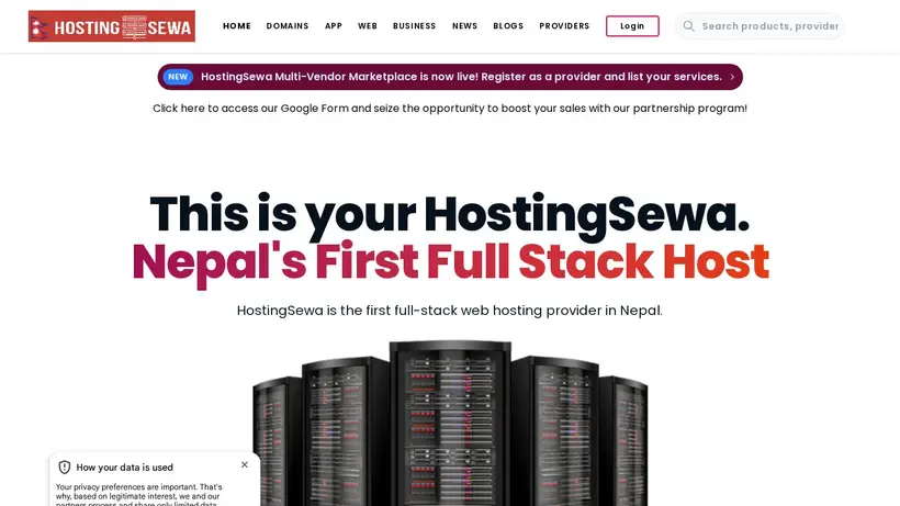 Hosting Sewa homepage screenshot