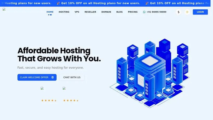 Hosting Spell homepage screenshot