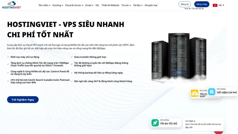 HostingViet homepage screenshot