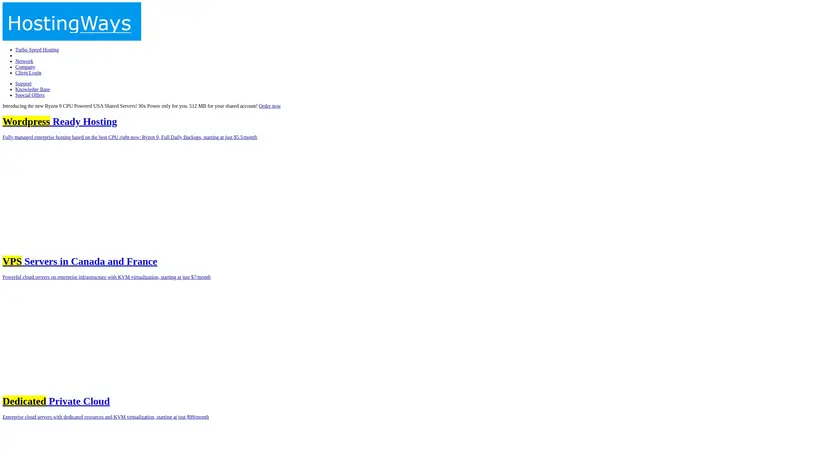 Hosting Ways homepage screenshot