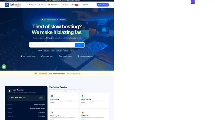 Host Margin homepage screenshot
