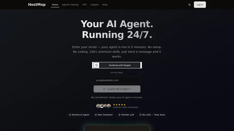 Host Mop homepage screenshot