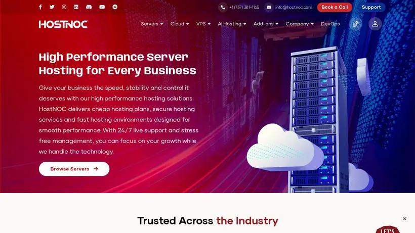 Host Noc homepage screenshot