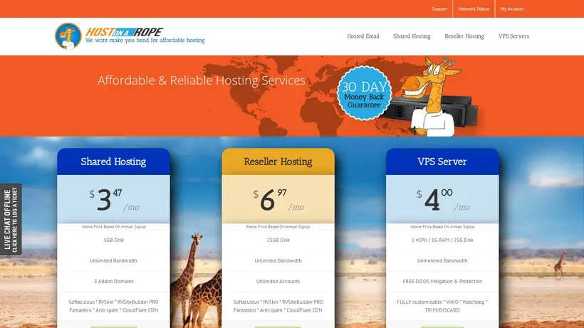 Host On A Rope homepage screenshot