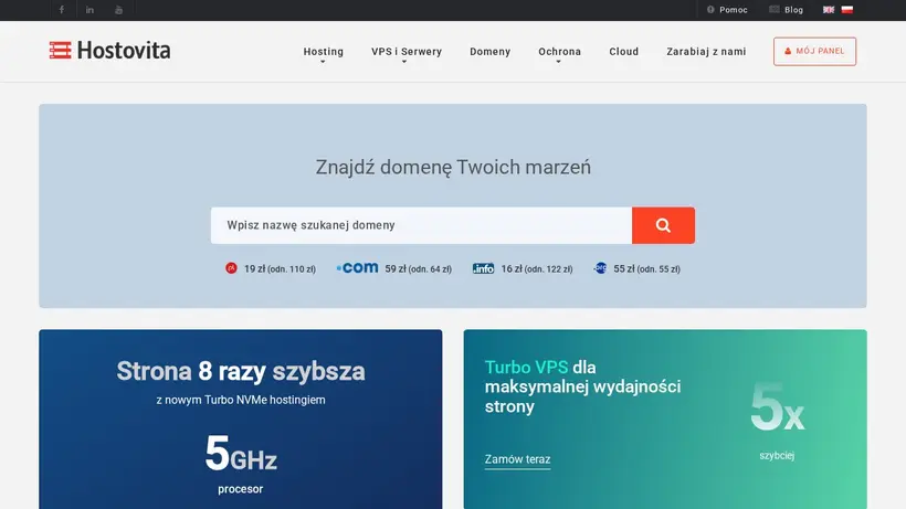Hostovita homepage screenshot