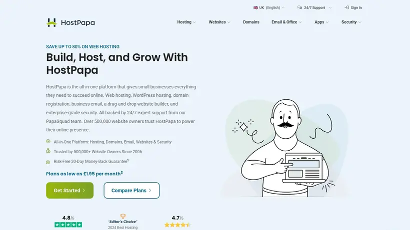 HostPapa.co.uk homepage screenshot