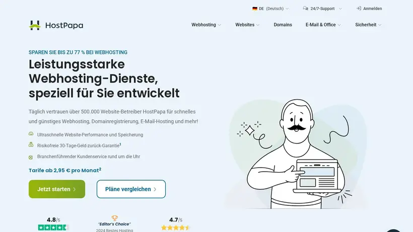HostPapa.de homepage screenshot