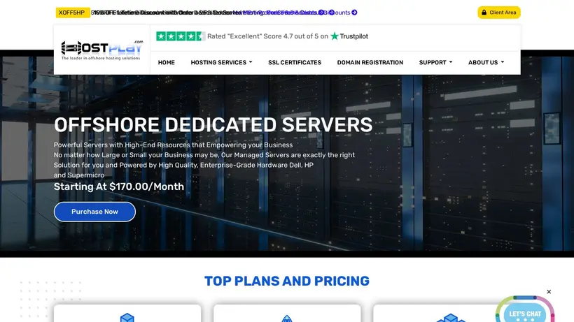 Host Play homepage screenshot