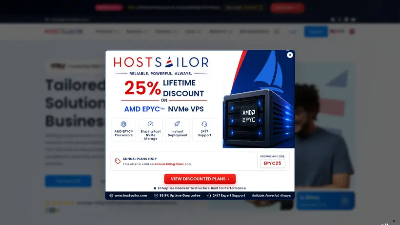 HostSailor homepage screenshot