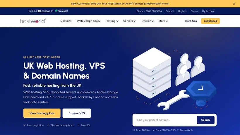 Host World homepage screenshot