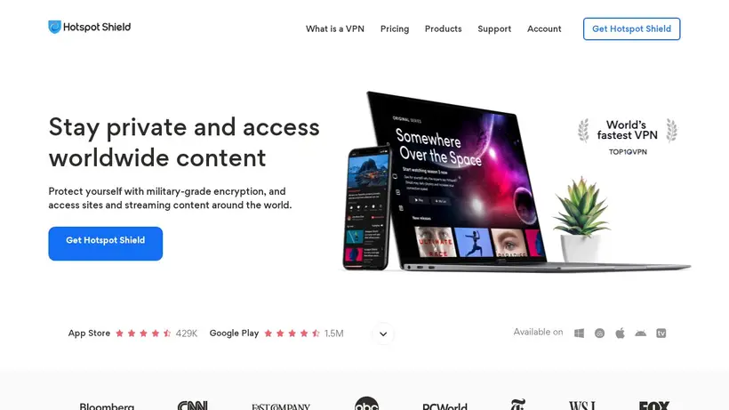 HotspotShield homepage screenshot