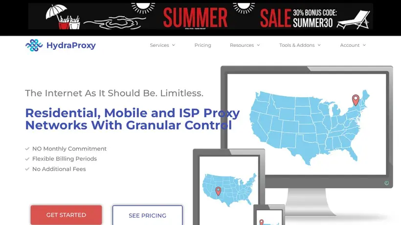 Hydra Proxy homepage screenshot