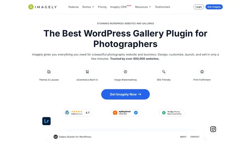 Imagely homepage screenshot
