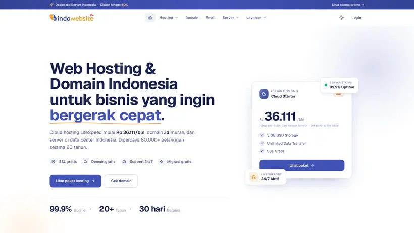 Indo Website homepage screenshot