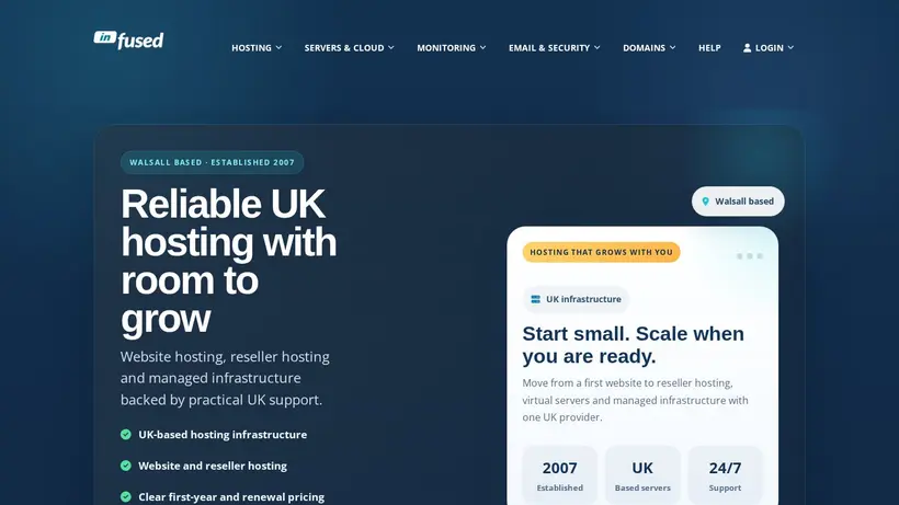 Infused Hosting UK homepage screenshot