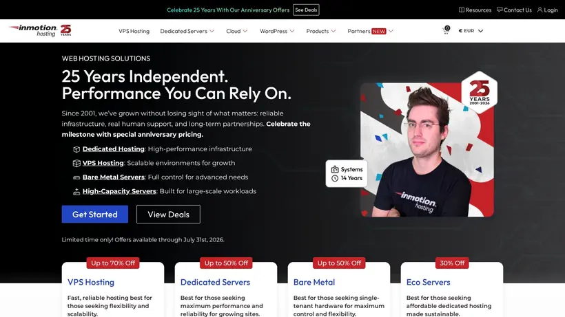 InMotionHosting homepage screenshot
