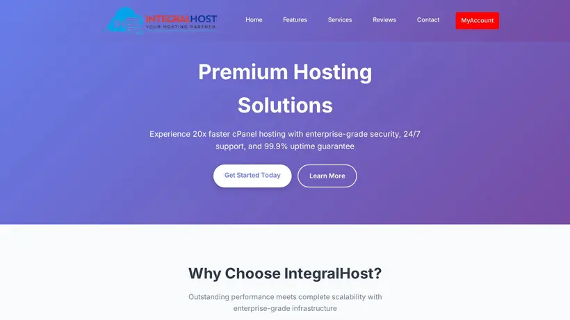 Integral Host homepage screenshot