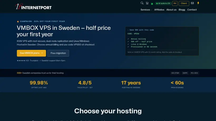 Internet Port homepage screenshot