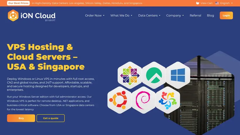 iON Cloud homepage screenshot