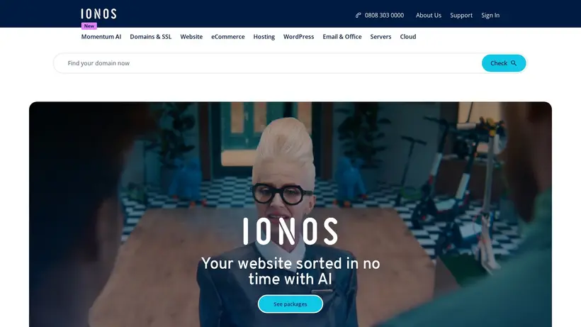 IONOS UK homepage screenshot