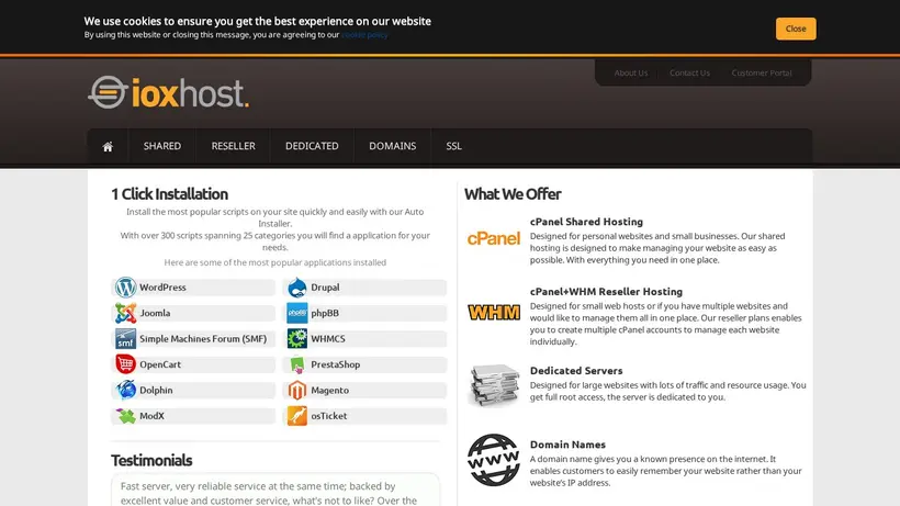 Iox Host homepage screenshot